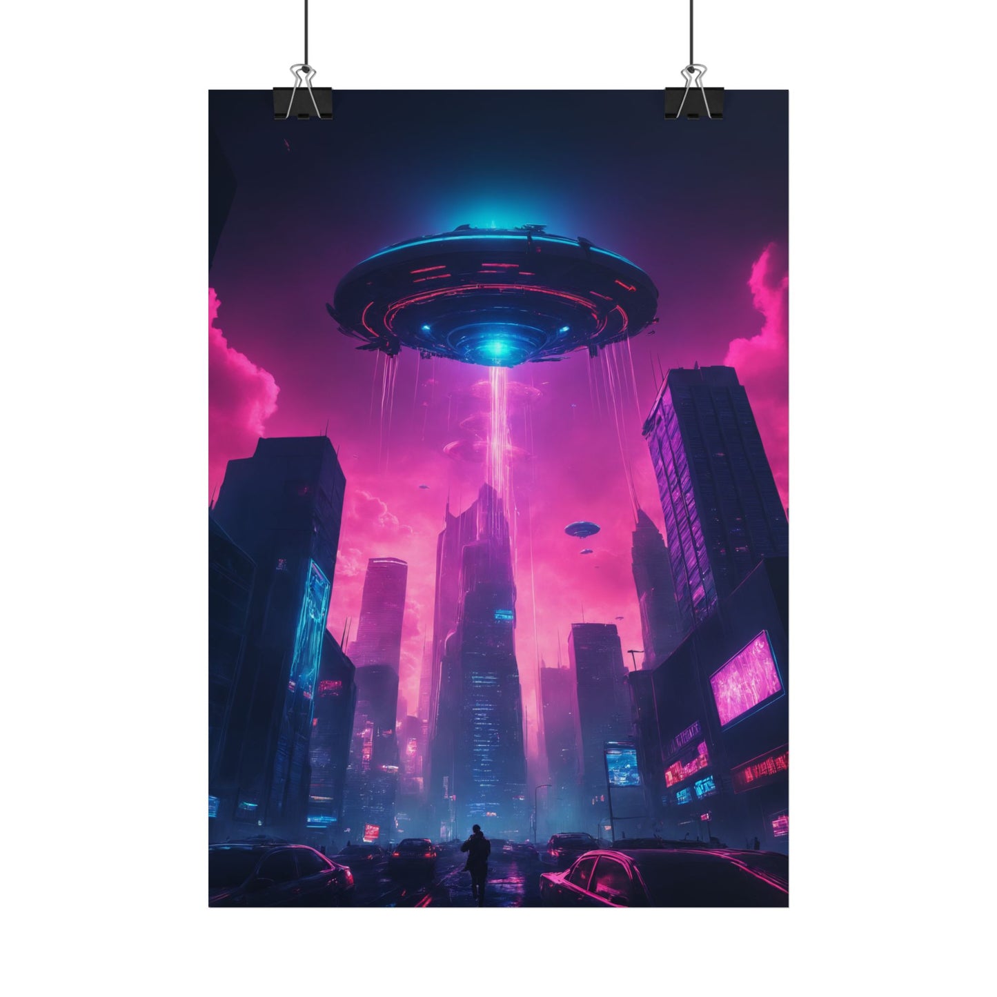 Posters, Alien Invasion Art Print, Sci-Fi Poster, Space Decor, Extraterrestrial Invasion Wall Art, UFO Illustration