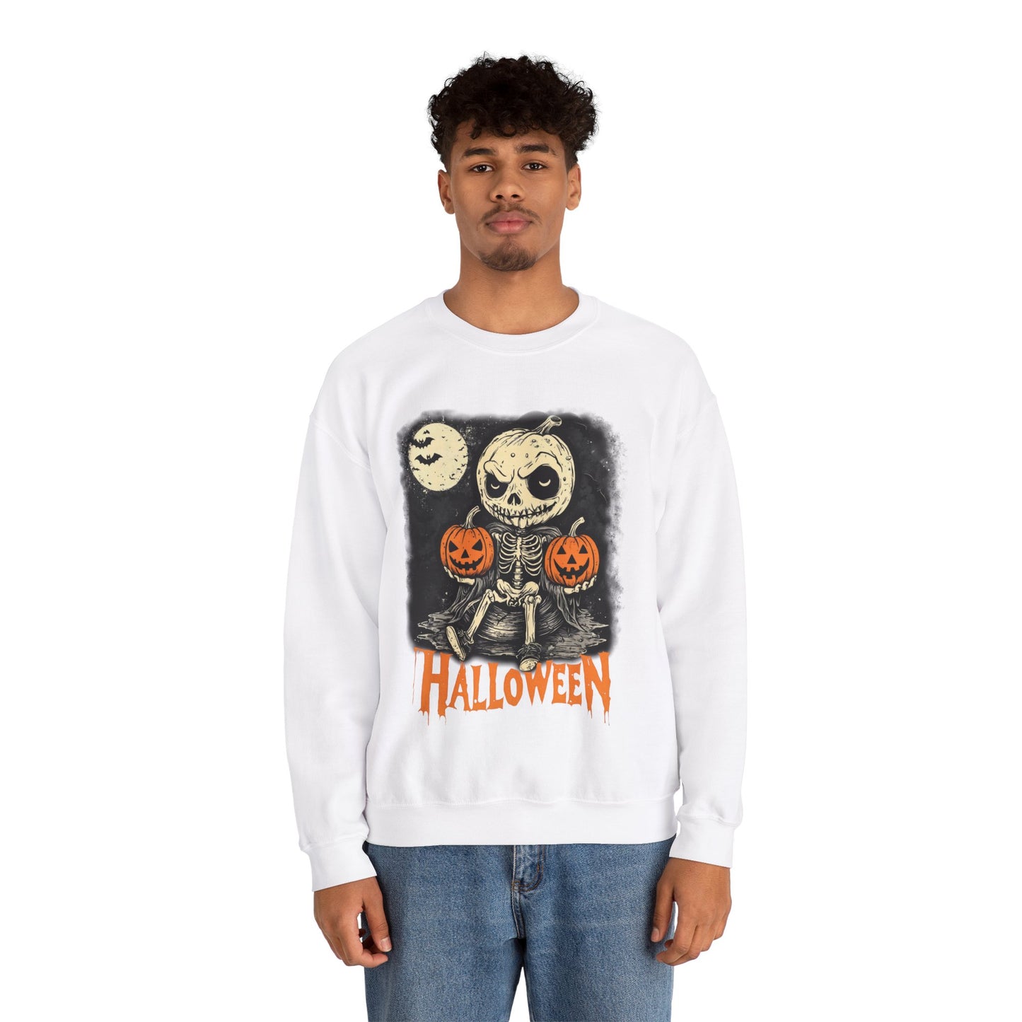 Halloween Pumpkin little Skull Sweatshirt, Fall Autumn Costume Jumper, Spooky Season Pullover, Trick or Treat Top, Jack O Lantern Graphic