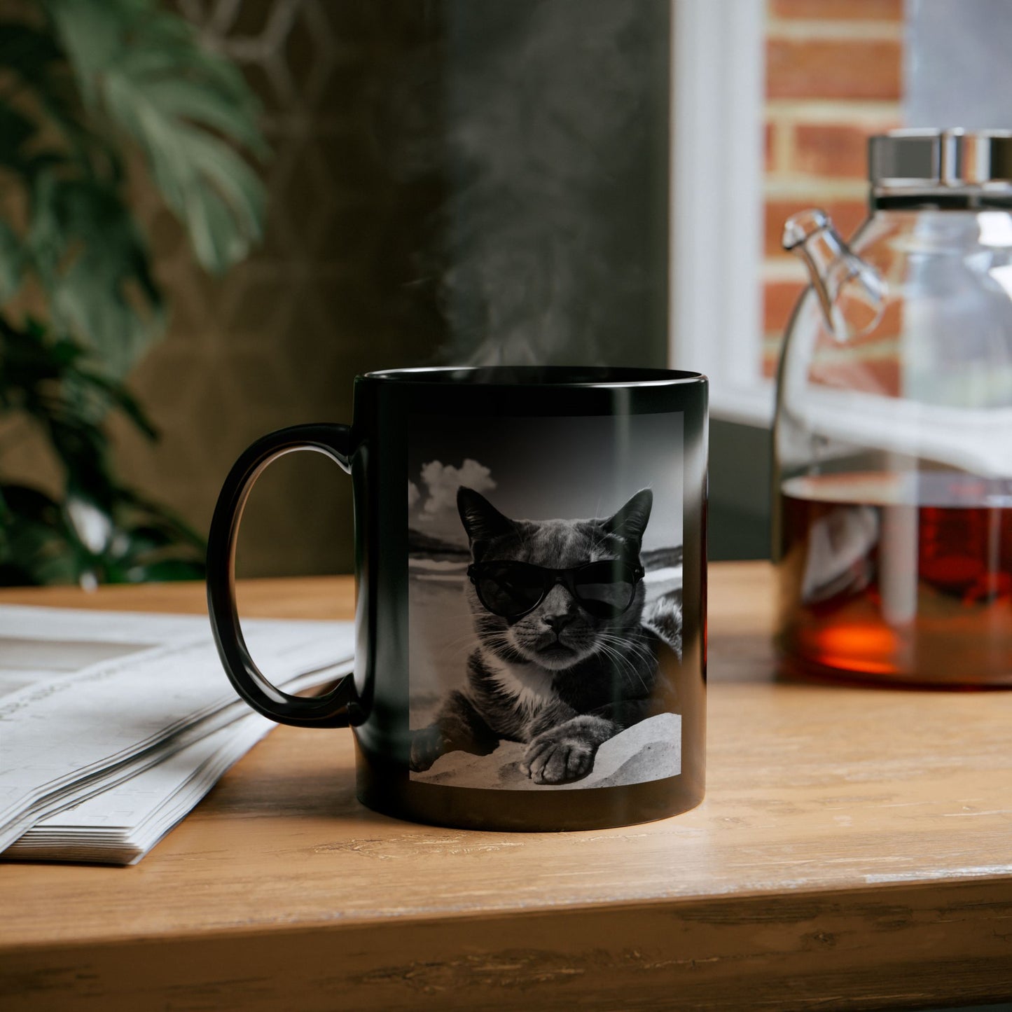 Cool Beach Cat Kinderbekleidung, Tassen, Lustiges Katzenmotiv mit Sonnenbrille für Sommer Vibes | Perfektes Geschenk für Katzenliebhaber