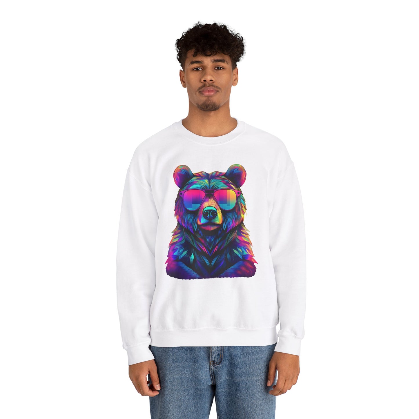 Bär mit Sonnenbrille Sweatshirt / Neon Bären Grafik / Design für Tierliebhaber und Streetwear Fans / Geschenk / Wild / Lustig