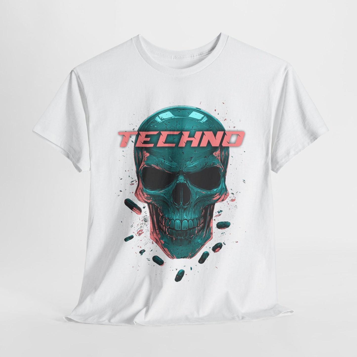 Techno Skullhead Unisex Tee, Graphic T-Shirt, Hipster Shirt, Cool Skeleton Design, Festival Fashion