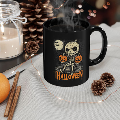 Halloween Pumpkin little Skull  Coffee Cup, Tea Mug, Spooky Kitchen Decor, Fall Mug Gift, Witches Brew Mug