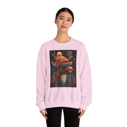 Rudol the Reindeer Sunglasses Crewneck Sweatshirt