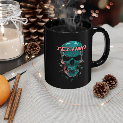 Ceramic Mug, Gothic Techno Skull Head Design, Halloween Coffee Cup, Unique Gift for Skull Lovers, 11oz 15oz Tea Mug, Dark Gothic Kitchen