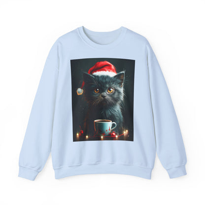 Cute Black X-Mas Kitten Design Crewneck Sweatshirt