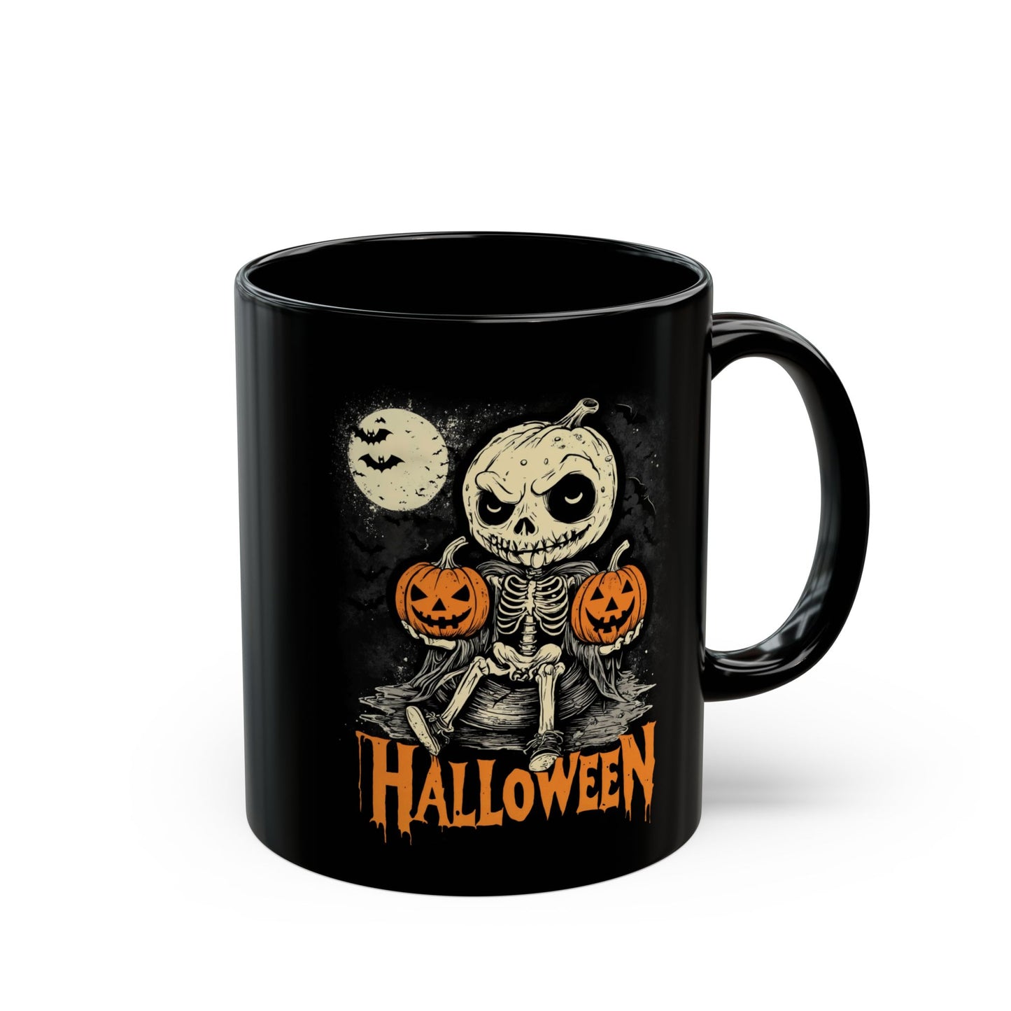Halloween Pumpkin little Skull  Coffee Cup, Tea Mug, Spooky Kitchen Decor, Fall Mug Gift, Witches Brew Mug