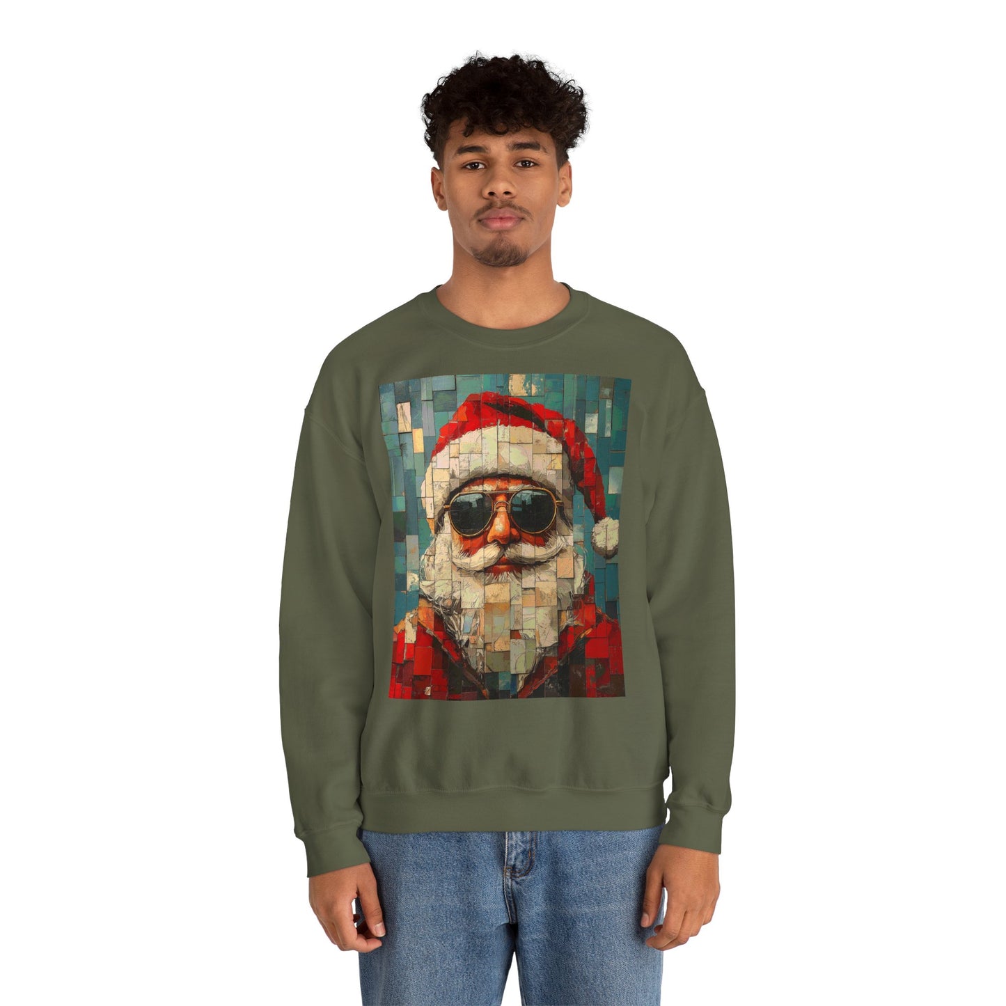 Mosaic Santa Claus Crewneck Sweatshirt