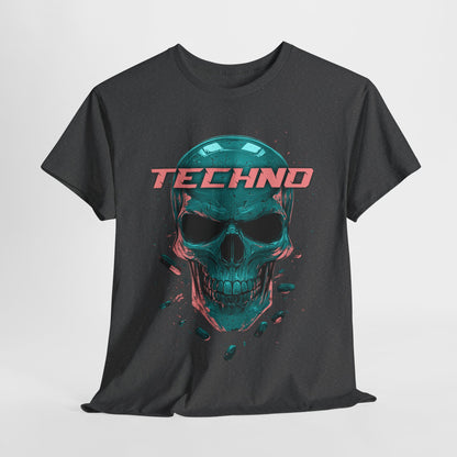 Techno Skullhead Unisex Tee, Graphic T-Shirt, Hipster Shirt, Cool Skeleton Design, Festival Fashion