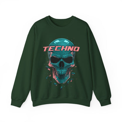 Techno Skullhead Sweatshirt, Edgy Streetwear Jumper, Cool Skull Graphic Pullover, Unisex Crewneck, Rave Fashion Top, Cyberpunk Sweater, Goth