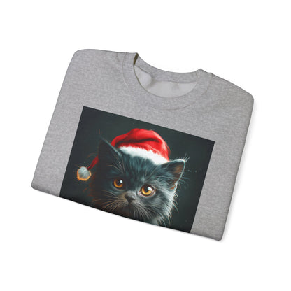 Cute Black X-Mas Kitten Design Crewneck Sweatshirt