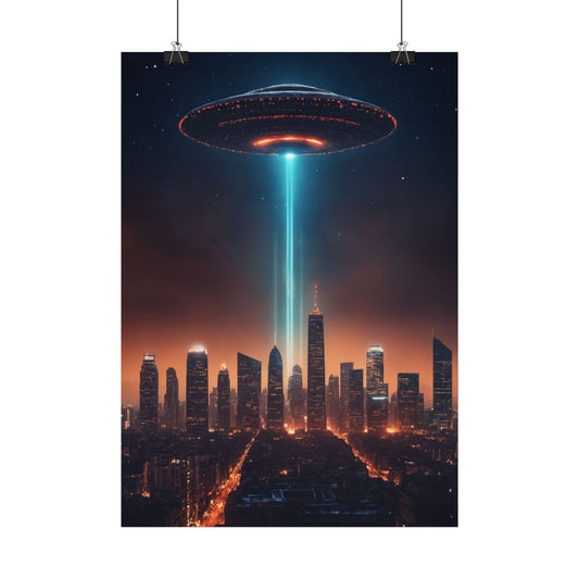 Posters, Alien Invasion Art Print, Sci-Fi Poster, Space Decor, Extraterrestrial Invasion Wall Art, UFO Illustration