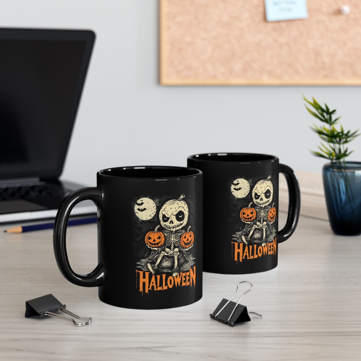 Halloween Pumpkin little Skull  Coffee Cup, Tea Mug, Spooky Kitchen Decor, Fall Mug Gift, Witches Brew Mug
