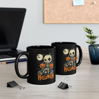 Halloween Pumpkin little Skull  Coffee Cup, Tea Mug, Spooky Kitchen Decor, Fall Mug Gift, Witches Brew Mug