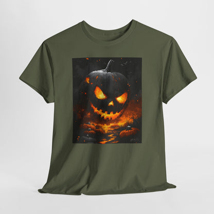 Halloween Pumpkin Tee, Scary Jack-O-Lantern Shirt, Spooky Glow-in-the-Dark T-shirt, Halloween Costume Apparel, Festive Halloween Clothing
