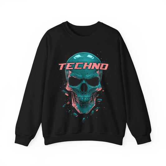 Techno Skullhead Sweatshirt, Edgy Streetwear Jumper, Cool Skull Graphic Pullover, Unisex Crewneck, Rave Fashion Top, Cyberpunk Sweater, Goth