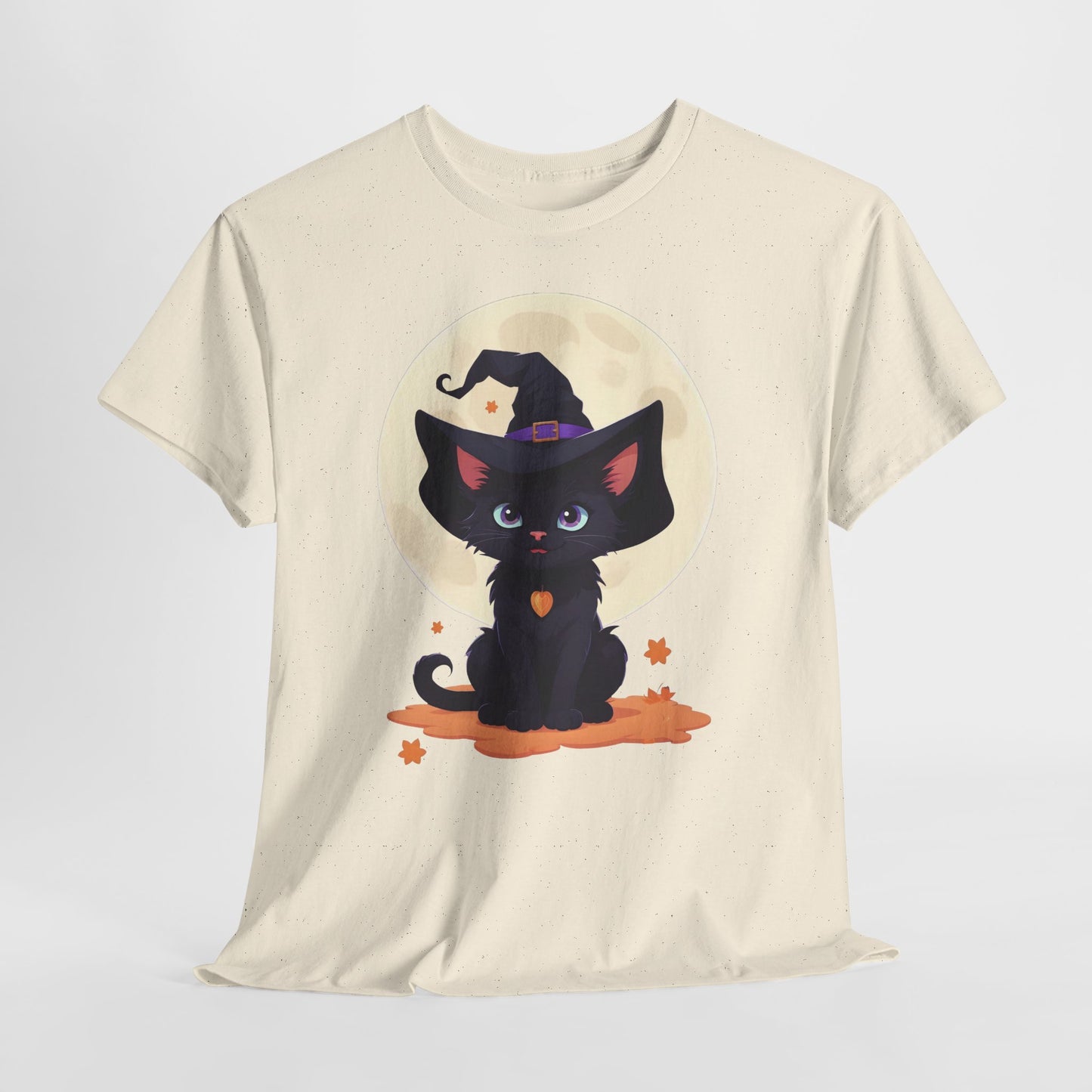 Halloween Witch Kitten T-Shirt, Black Cat Tee, Fantasy Costume Clothing, Cute Smiling Cat Shirt, Gift for Cat Lovers, Halloween Tee Shirt