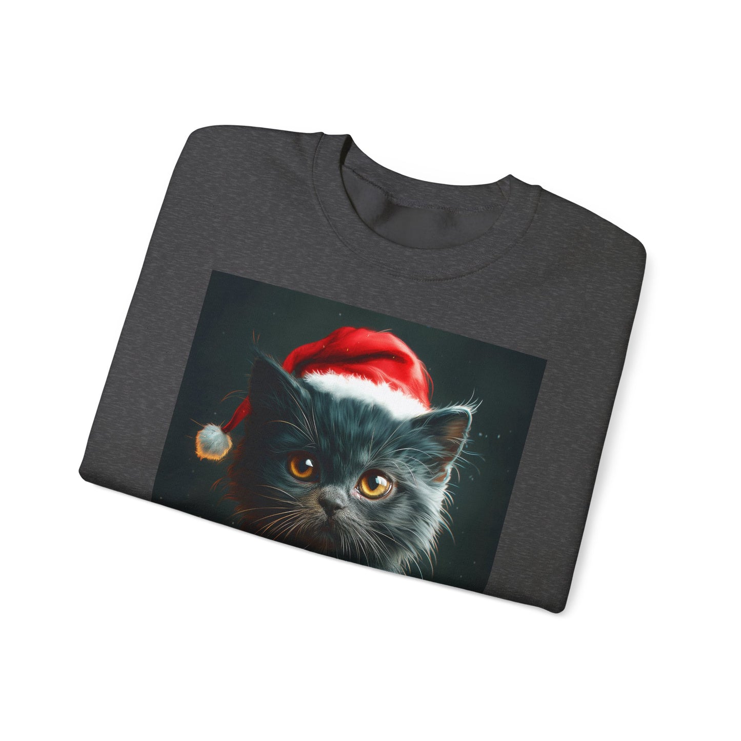 Cute Black X-Mas Kitten Design Crewneck Sweatshirt