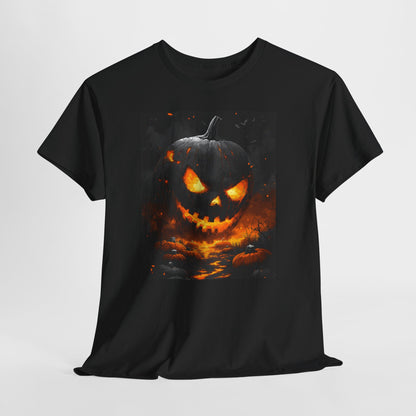 Halloween Pumpkin Tee, Scary Jack-O-Lantern Shirt, Spooky Glow-in-the-Dark T-shirt, Halloween Costume Apparel, Festive Halloween Clothing