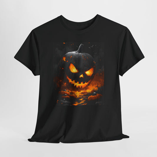 Halloween Pumpkin Tee, Scary Jack-O-Lantern Shirt, Spooky Glow-in-the-Dark T-shirt, Halloween Costume Apparel, Festive Halloween Clothing