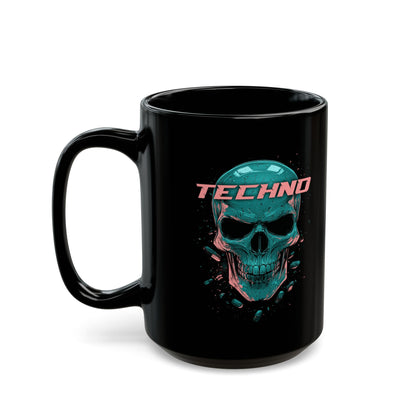 Ceramic Mug, Gothic Techno Skull Head Design, Halloween Coffee Cup, Unique Gift for Skull Lovers, 11oz 15oz Tea Mug, Dark Gothic Kitchen