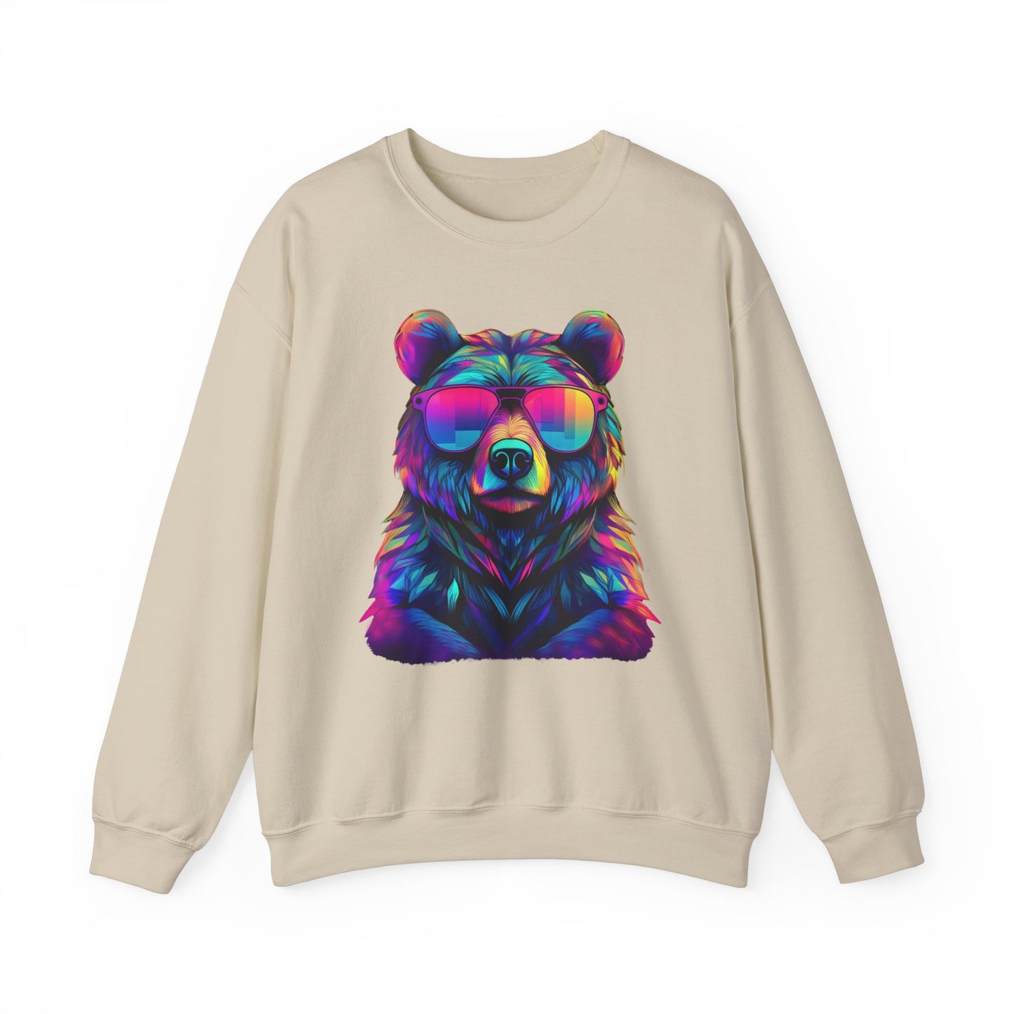 Bär mit Sonnenbrille Sweatshirt / Neon Bären Grafik / Design für Tierliebhaber und Streetwear Fans / Geschenk / Wild / Lustig