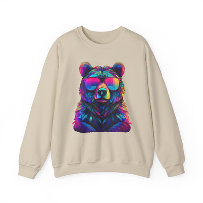 Bär mit Sonnenbrille Sweatshirt / Neon Bären Grafik / Design für Tierliebhaber und Streetwear Fans / Geschenk / Wild / Lustig