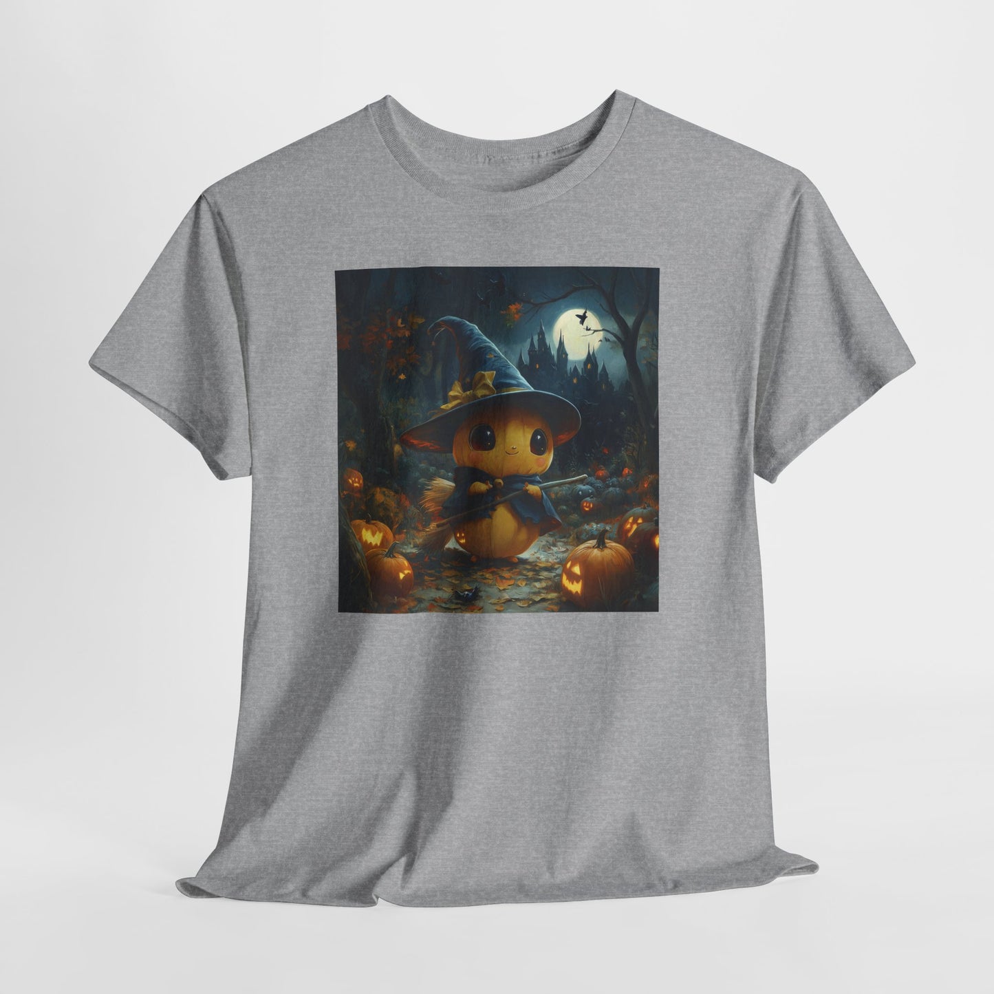 Halloween Cute Kawaii Pumpkin Tee, Spooky Glow-in-the-Dark T-shirt, Halloween Costume Apparel, Festive Halloween Clothing