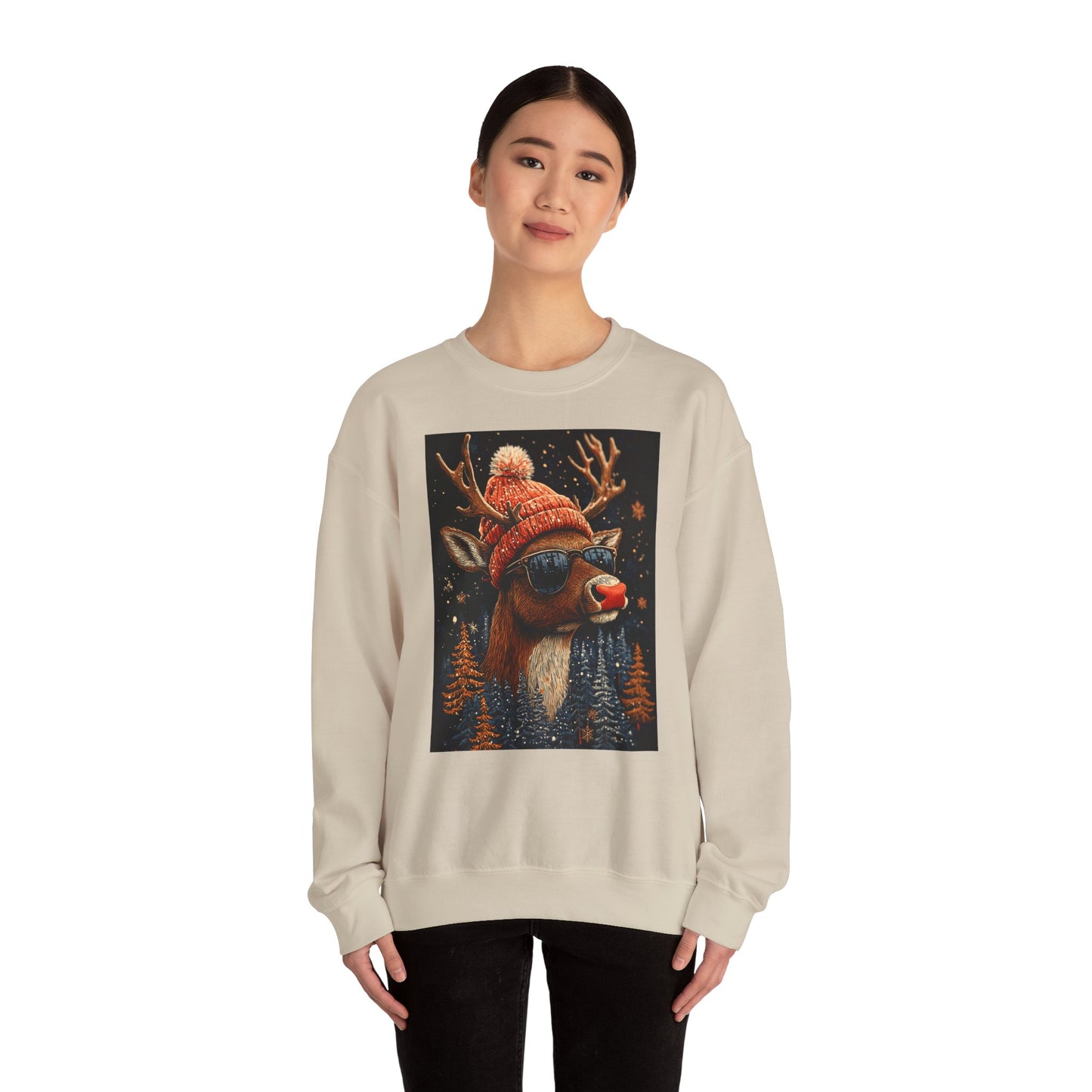 Rudol the Reindeer Sunglasses Crewneck Sweatshirt