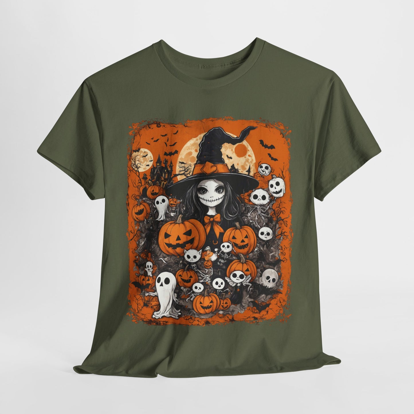Halloween Pumpkin Witch Tee, Spooky T-Shirt, Halloween Costume Shirt, Fall Witch Graphic Top, Halloween Party Outfit