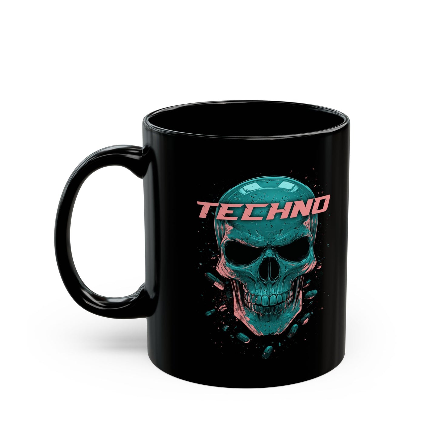 Ceramic Mug, Gothic Techno Skull Head Design, Halloween Coffee Cup, Unique Gift for Skull Lovers, 11oz 15oz Tea Mug, Dark Gothic Kitchen