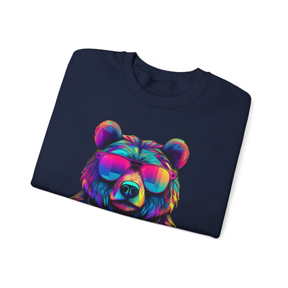Bär mit Sonnenbrille Sweatshirt / Neon Bären Grafik / Design für Tierliebhaber und Streetwear Fans / Geschenk / Wild / Lustig