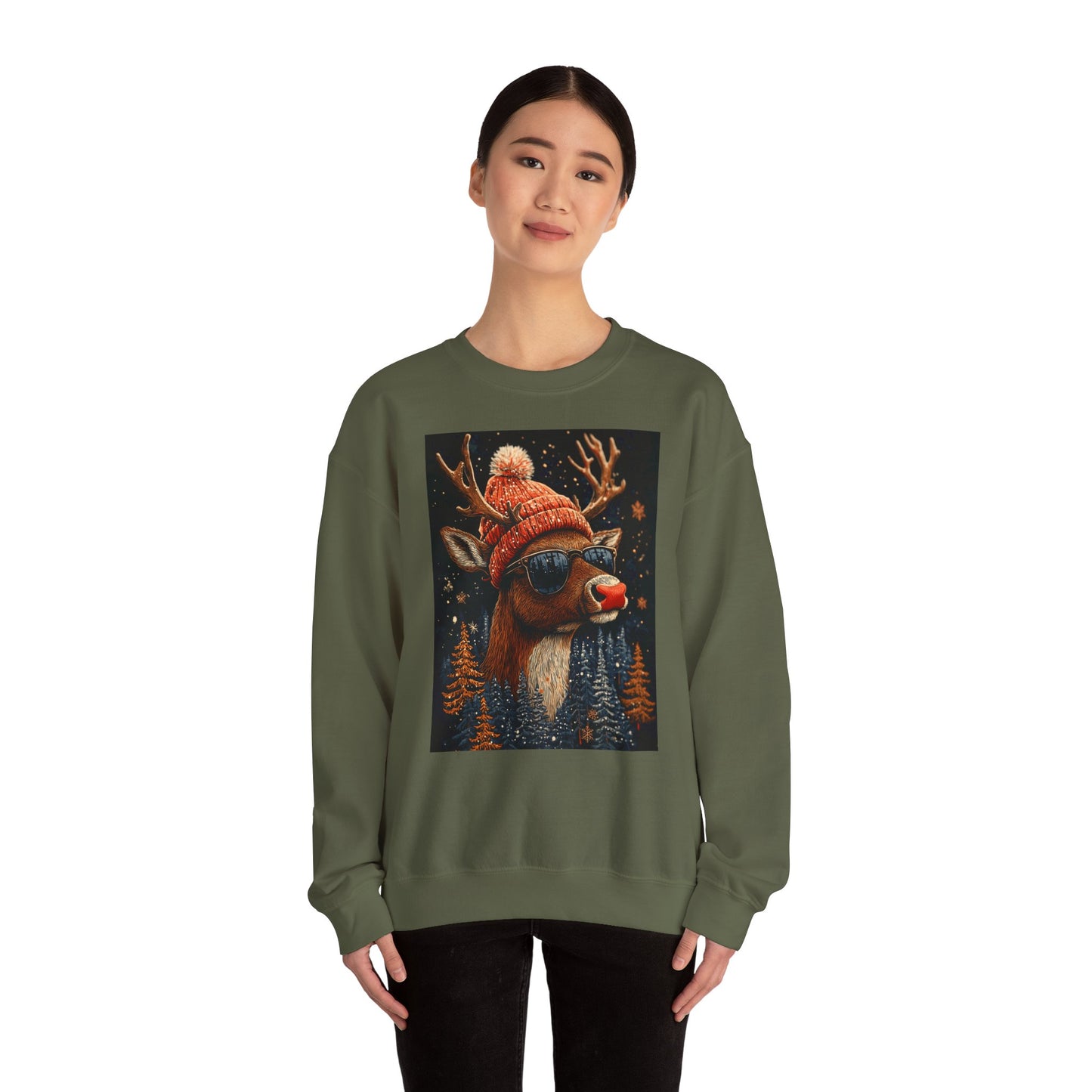 Rudol the Reindeer Sunglasses Crewneck Sweatshirt