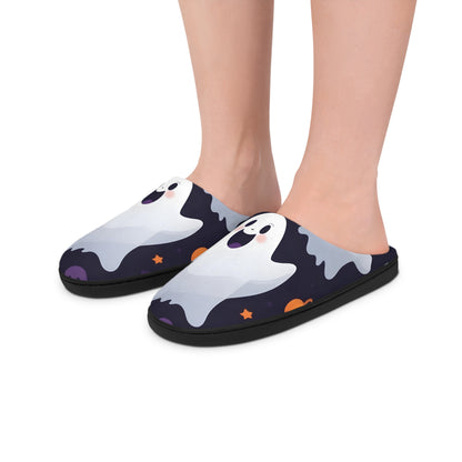 Women's Slippers, Spooky Ghost Halloween House Shoes, Cute Comfortable Footwear, Indoor Slip-Ons, Cozy Bedroom Slides, Soft Sole, Funny