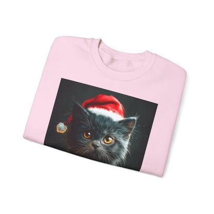 Cute Black X-Mas Kitten Design Crewneck Sweatshirt