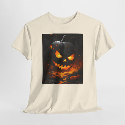 Halloween Pumpkin Tee, Scary Jack-O-Lantern Shirt, Spooky Glow-in-the-Dark T-shirt, Halloween Costume Apparel, Festive Halloween Clothing