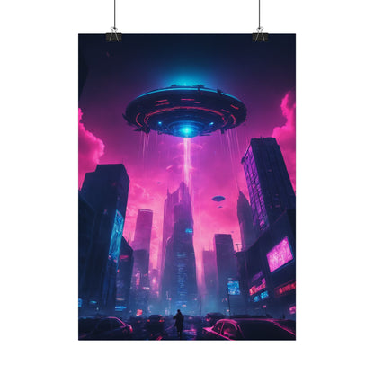 Posters, Alien Invasion Art Print, Sci-Fi Poster, Space Decor, Extraterrestrial Invasion Wall Art, UFO Illustration
