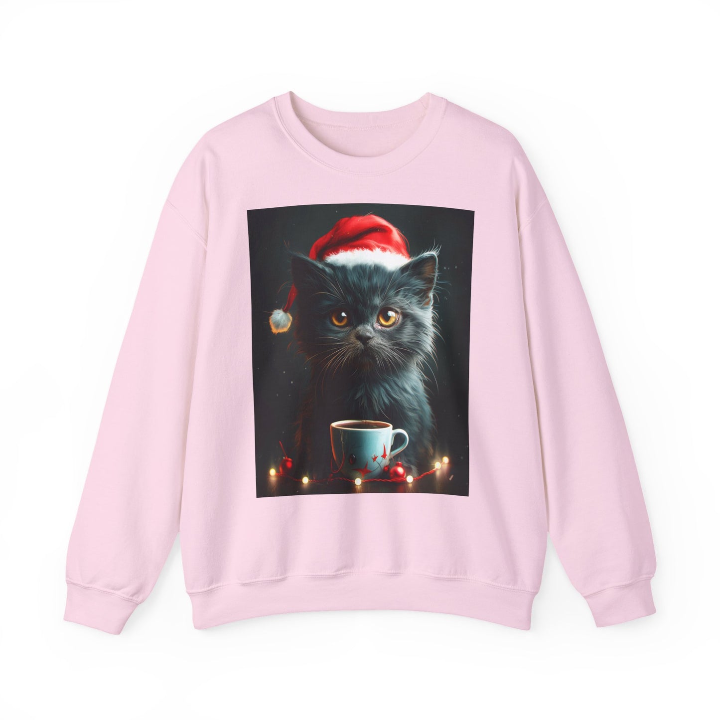 Cute Black X-Mas Kitten Design Crewneck Sweatshirt