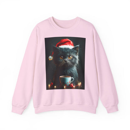 Cute Black X-Mas Kitten Design Crewneck Sweatshirt