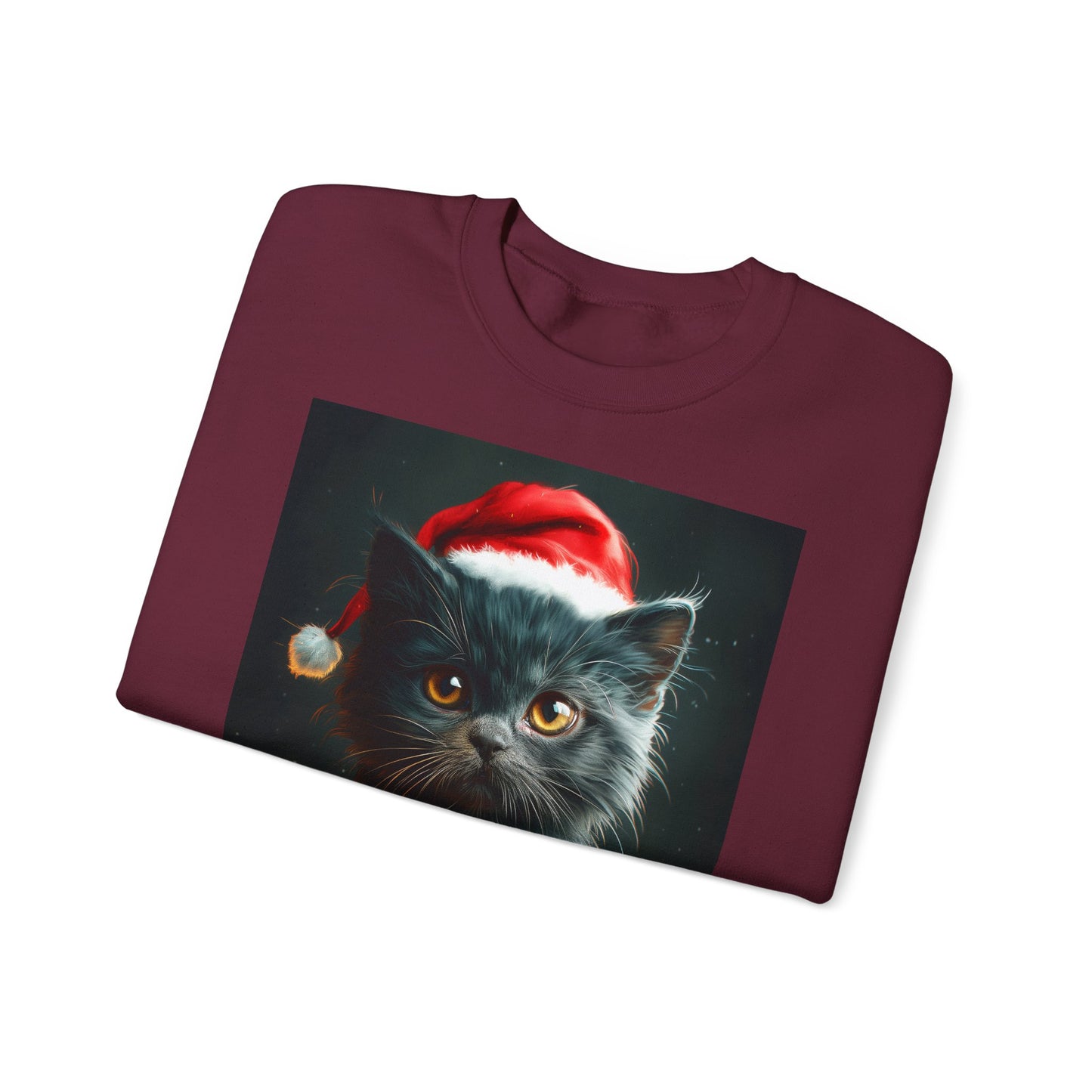 Cute Black X-Mas Kitten Design Crewneck Sweatshirt