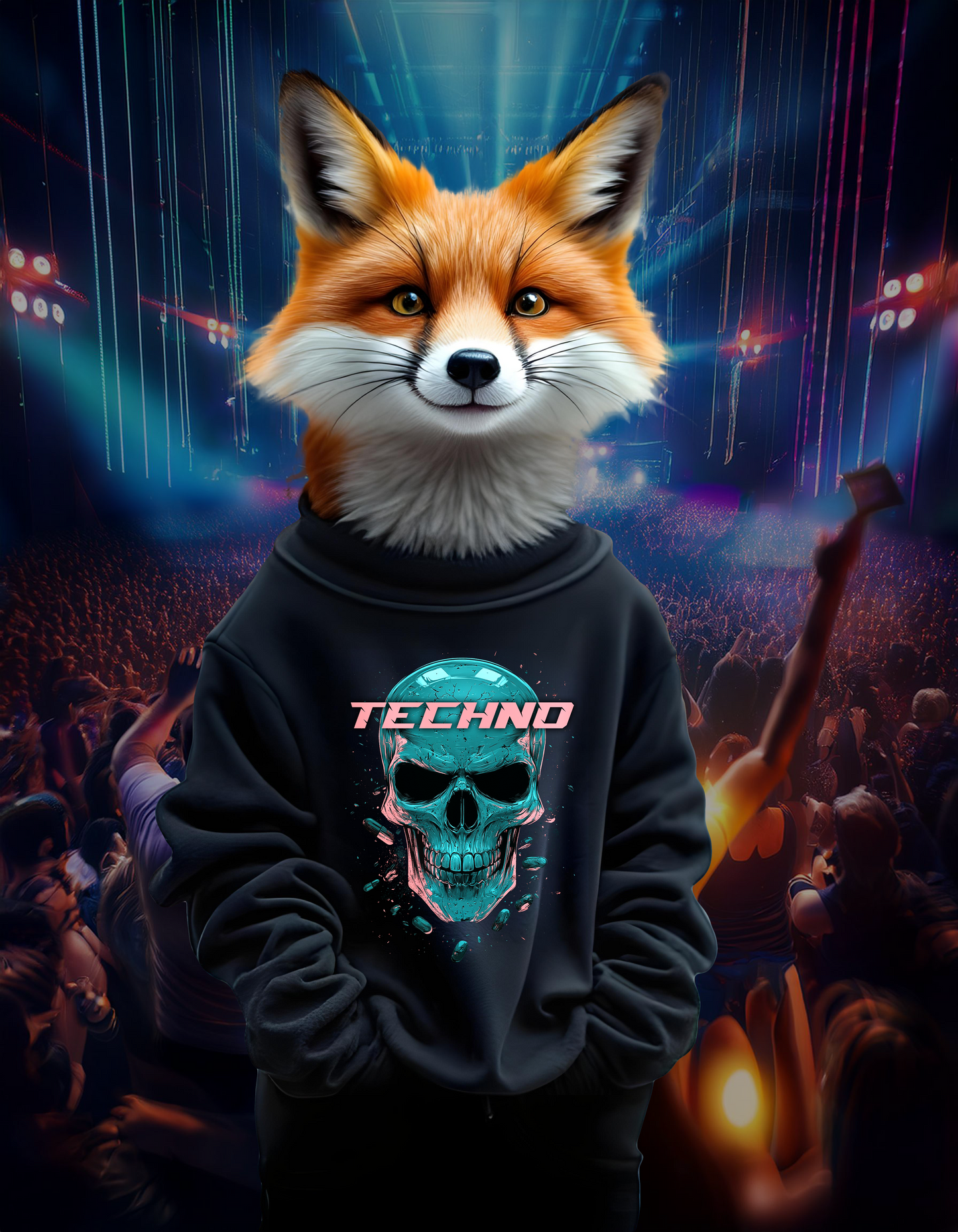 Techno Skullhead Sweatshirt, Edgy Streetwear Jumper, Cool Skull Graphic Pullover, Unisex Crewneck, Rave Fashion Top, Cyberpunk Sweater, Goth