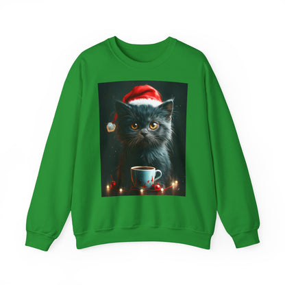 Cute Black X-Mas Kitten Design Crewneck Sweatshirt
