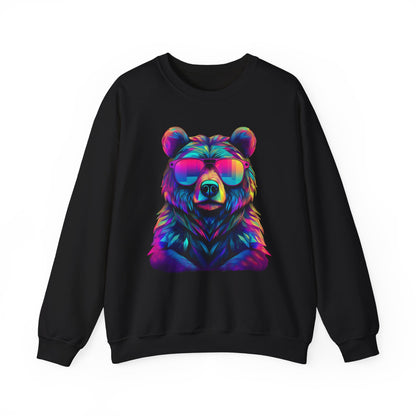 Bär mit Sonnenbrille Sweatshirt / Neon Bären Grafik / Design für Tierliebhaber und Streetwear Fans / Geschenk / Wild / Lustig