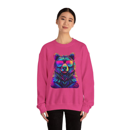 Bär mit Sonnenbrille Sweatshirt / Neon Bären Grafik / Design für Tierliebhaber und Streetwear Fans / Geschenk / Wild / Lustig