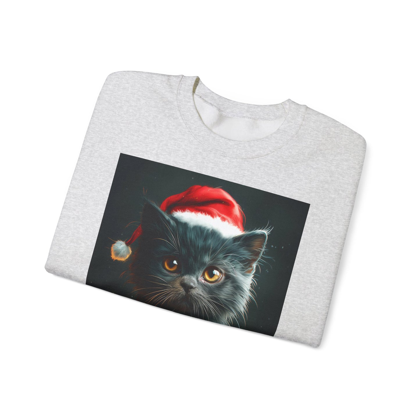 Cute Black X-Mas Kitten Design Crewneck Sweatshirt