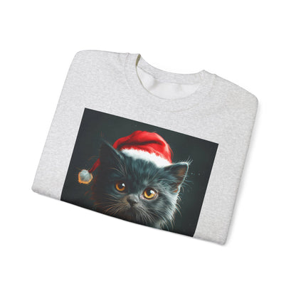 Cute Black X-Mas Kitten Design Crewneck Sweatshirt