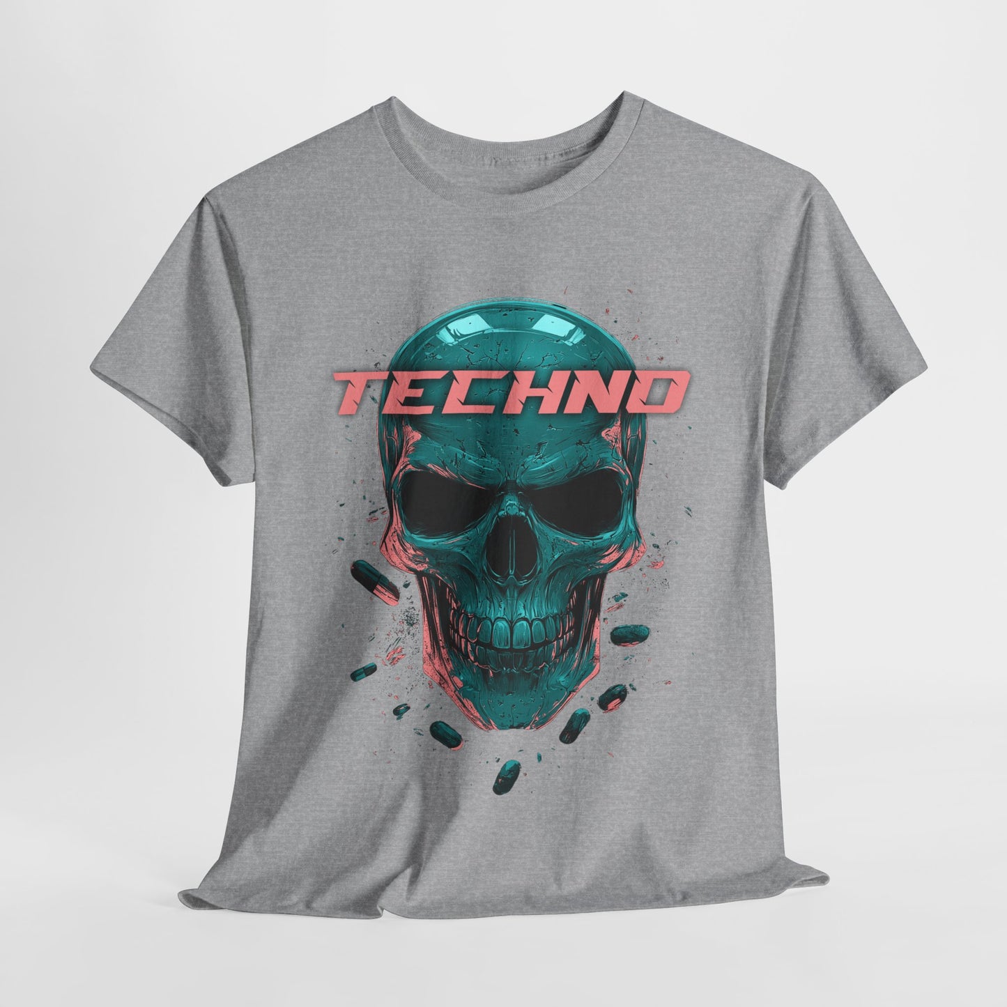 Techno Skullhead Unisex Tee, Graphic T-Shirt, Hipster Shirt, Cool Skeleton Design, Festival Fashion