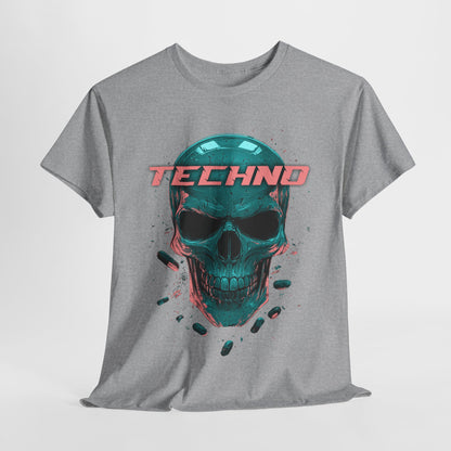 Techno Skullhead Unisex Tee, Graphic T-Shirt, Hipster Shirt, Cool Skeleton Design, Festival Fashion