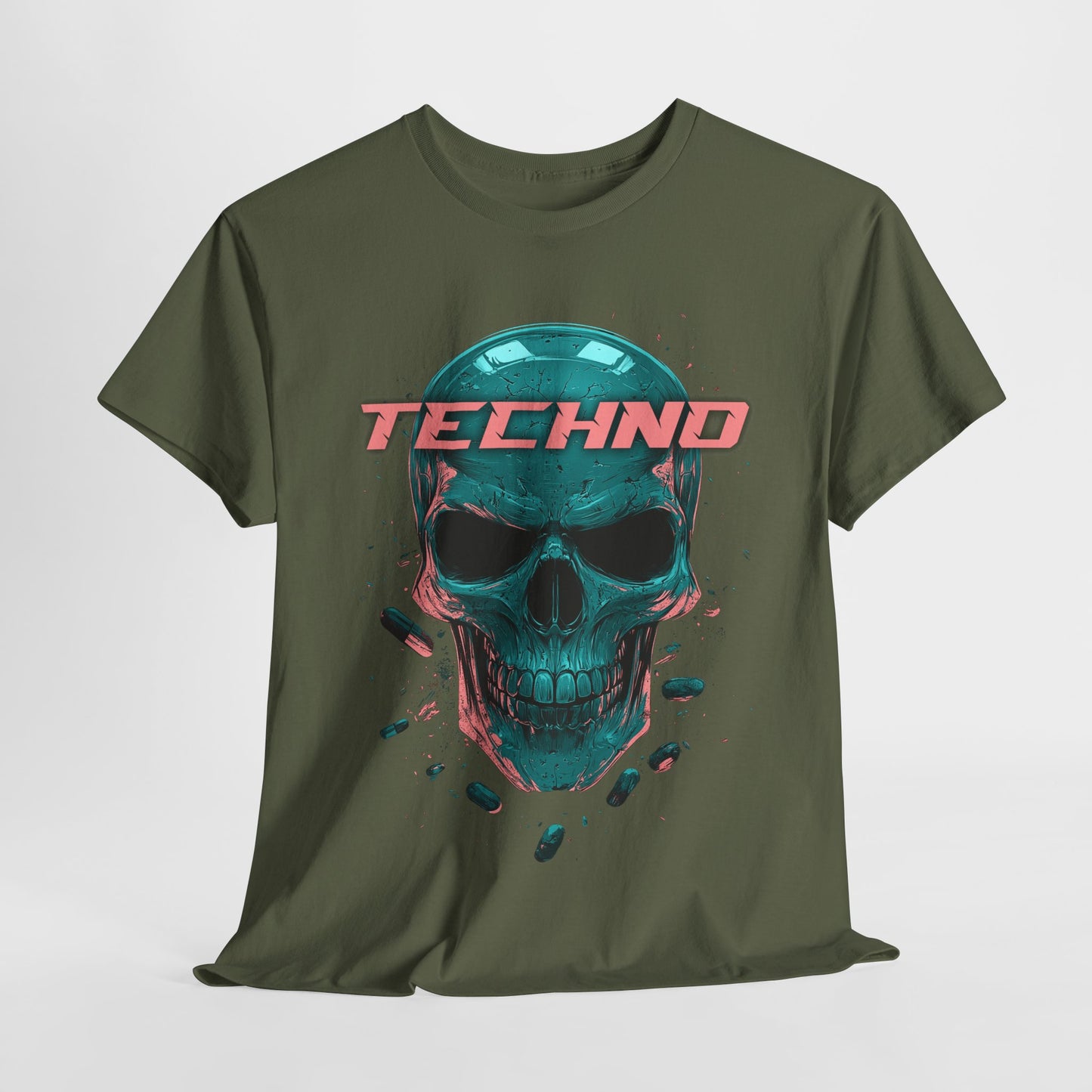 Techno Skullhead Unisex Tee, Graphic T-Shirt, Hipster Shirt, Cool Skeleton Design, Festival Fashion