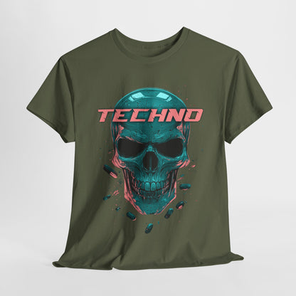 Techno Skullhead Unisex Tee, Graphic T-Shirt, Hipster Shirt, Cool Skeleton Design, Festival Fashion