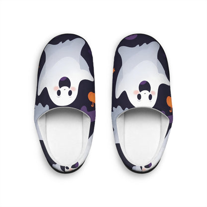 Women's Slippers, Spooky Ghost Halloween House Shoes, Cute Comfortable Footwear, Indoor Slip-Ons, Cozy Bedroom Slides, Soft Sole, Funny
